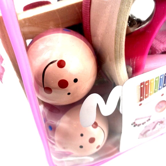 Musical Instrument Toy Set Wooden Kid Children Carry Case Pink Zipper Closure - Picture 4 of 8